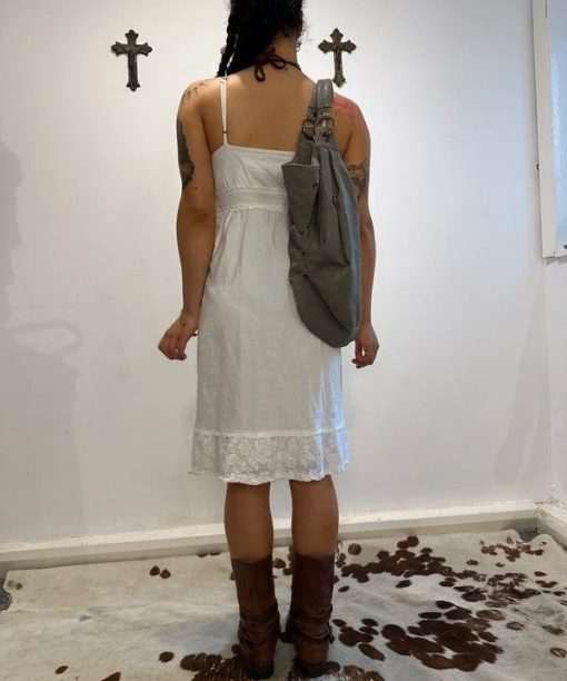 European Vintage Lace Cotton Milkmaid Summer Dress - Image 4