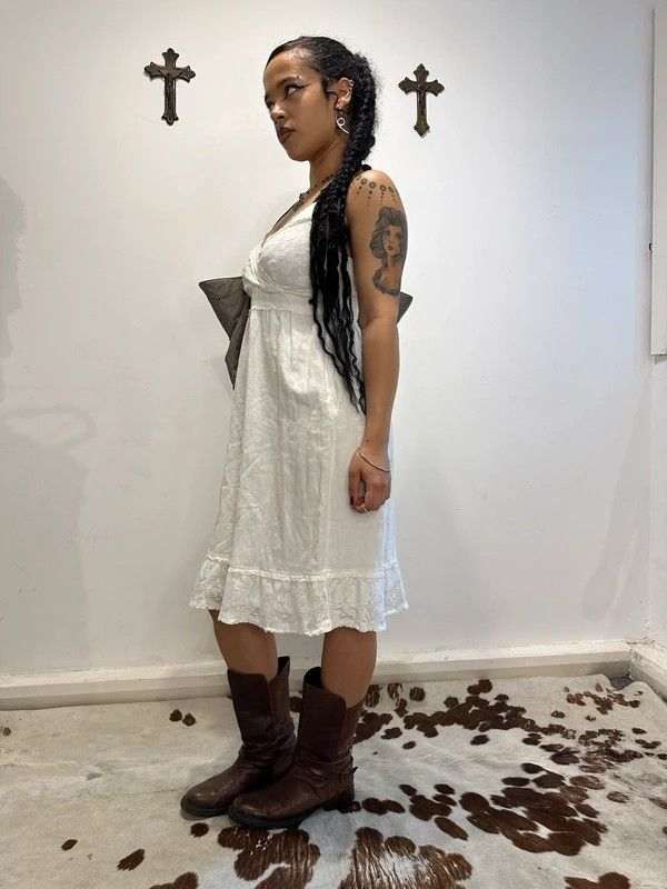 European Vintage Lace Cotton Milkmaid Summer Dress