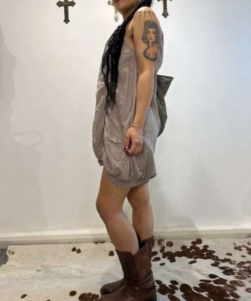 Vintage 100% Cotton Ruched Indie Sleaze Mini Dress (S) - Image 3