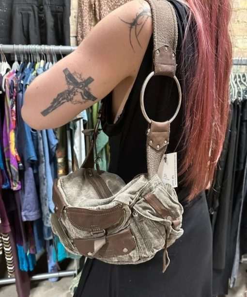 Vintage Diesel Hoop Utility Army Shoulder Bag - Image 5
