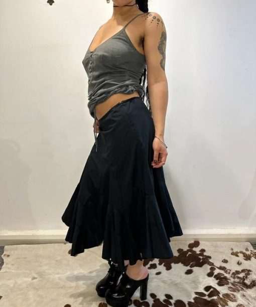 Alternative view of Vintage French Kookai Milkmaid Black Maxi Skirt (UK 12 M)