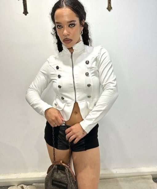 Alternative view of Vintage Jersey Military Cropped Zip Up Jacket (S)