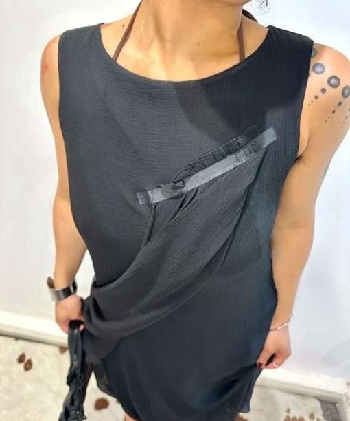 Alternative view of Vintage Cop Copine Avant Garden Drape Black Dress (S)