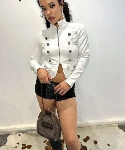 Vintage Jersey Military Cropped Zip Up Jacket (S)