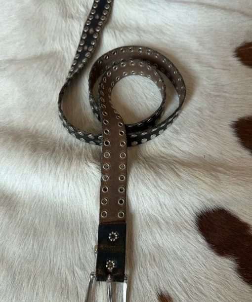 Alternative view of Vintage Black Leather Chrome Studded Slinky Belt