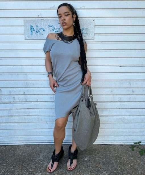 Vintage Avant Garde Asymmetrical Stretch Jersey Dress (M)