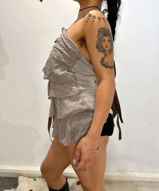 Vintage Italian Ruffle Fairy Mini Dress (S/M) - Image 3