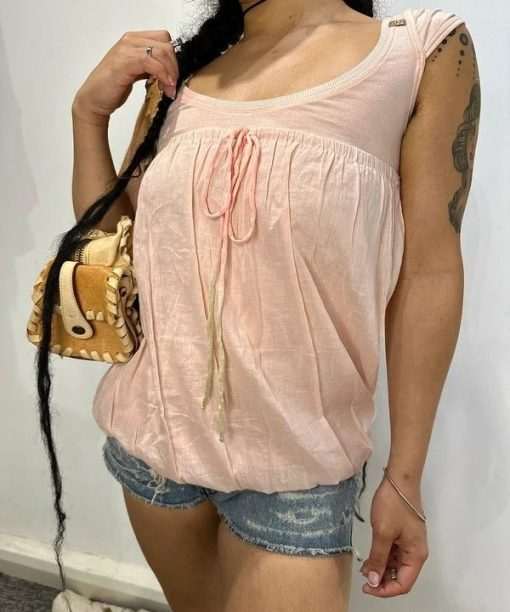Alternative view of Vintage Miss Sixty Dusty Pink Avant Garde Balloon Vest Top (XS/S)