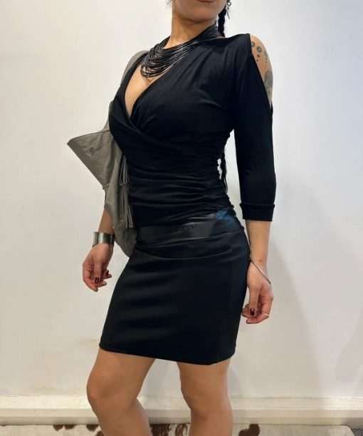 Vintage Black Subversive Avant Garde Mini Dress (S)