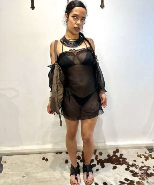 Black Sheer Transparent Beach Slip (S/M) - Image 4