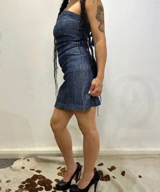 Alternative view of 2000s Vintage Denim Bandeau Mini Dress (S)