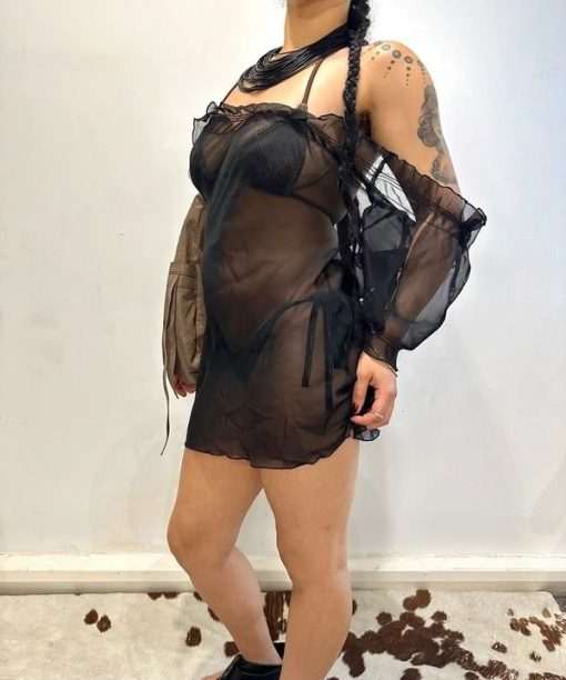 Black Sheer Transparent Beach Slip (S/M)