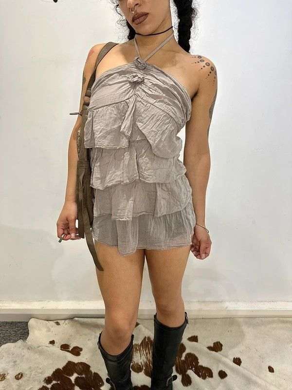 Vintage Italian Ruffle Fairy Mini Dress (S/M) - Image 4