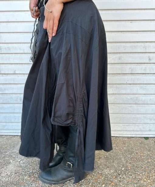 Vintage Black Asymmetrical Drawstring Utility Maxi Skirt (M/L) - Image 3