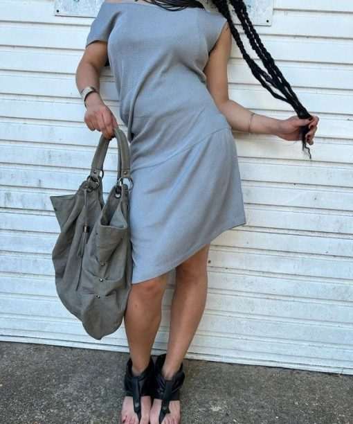 Alternative view of Vintage Avant Garde Asymmetrical Stretch Jersey Dress (M)