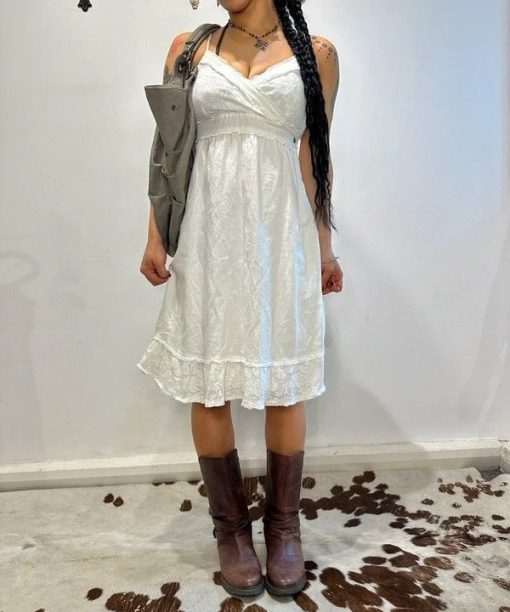 European Vintage Lace Cotton Milkmaid Summer Dress - Image 3