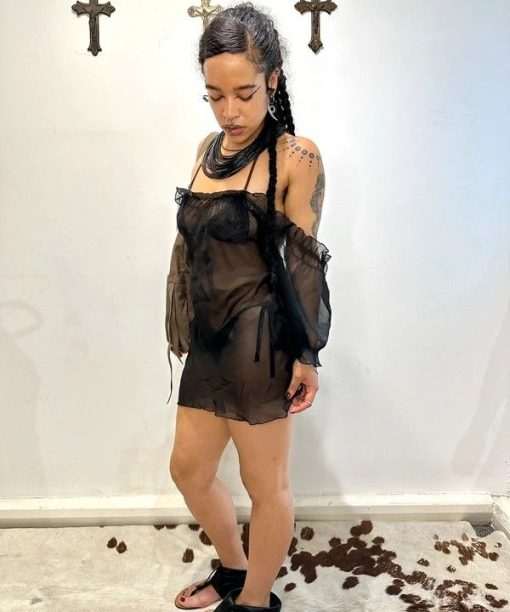 Black Sheer Transparent Beach Slip (S/M) - Image 3