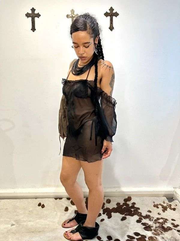 Black Sheer Transparent Beach Slip (S/M) - Image 3