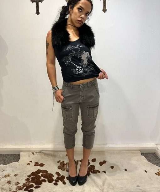 Alternative view of Vintage Chrome Utility Cropped Capri Pants (S)