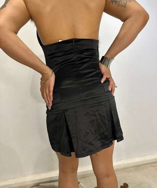 Vintage Italian 2000s Black Pleated Mini Dress (S) - Image 6