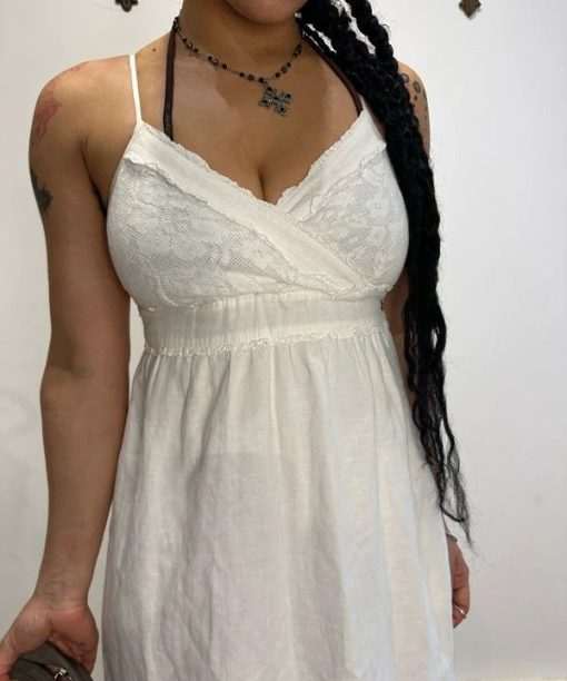 European Vintage Lace Cotton Milkmaid Summer Dress - Image 6