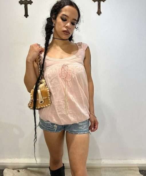 Vintage Miss Sixty Dusty Pink Avant Garde Balloon Vest Top (XS/S)
