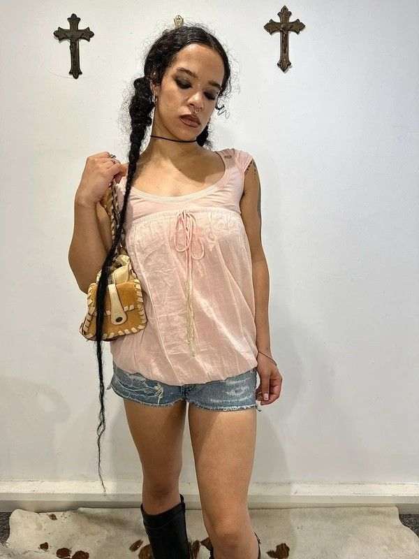 Vintage Miss Sixty Dusty Pink Avant Garde Balloon Vest Top (XS/S)