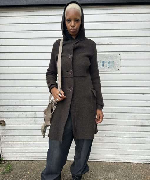 Vintage Cop Copine Gothic Hooded Button Coat (S)