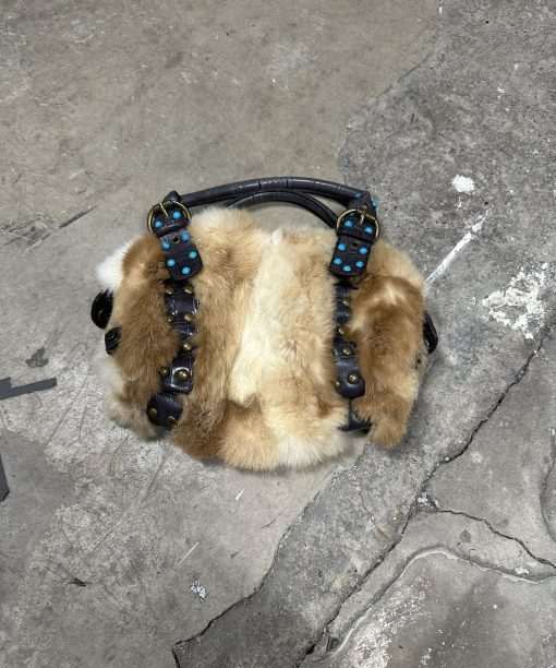 Vintage Real Fur Fluffy Boho Mini Shoulder Bag