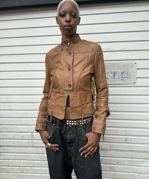 Vintage Brown Buckle Italian Leather Jacket (S)