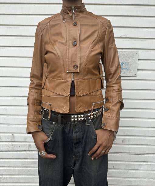 Alternative view of Vintage Brown Buckle Italian Leather Jacket (S)