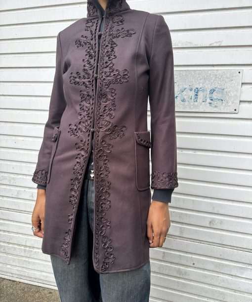 Vintage Romantic Gothic French Embroidered  Wool Coat (S)