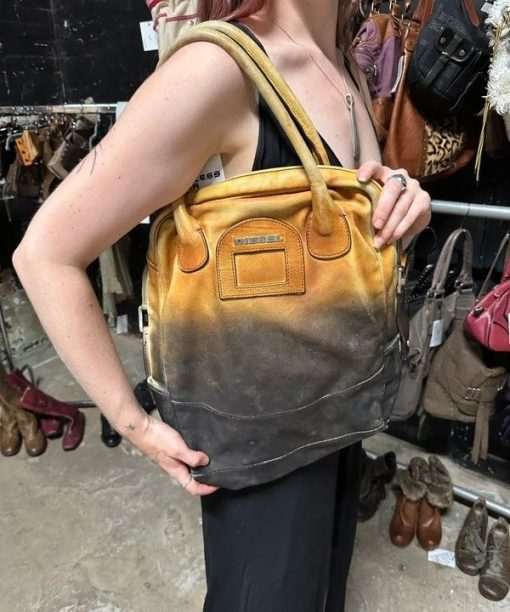 Vintage Diesel Soft Leather Dip Dyed Shoulder Bag - Image 3