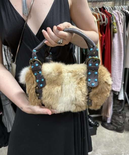Alternative view of Vintage Real Fur Fluffy Boho Mini Shoulder Bag