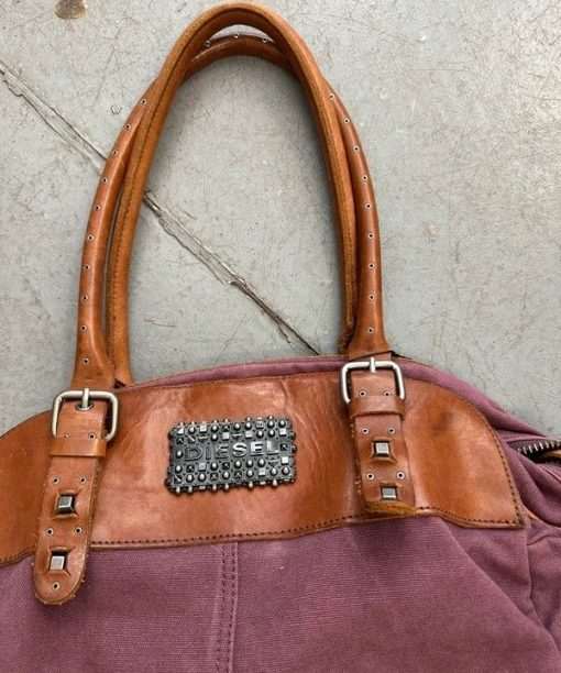 Vintage Purple 2010s Diesel Studded Shoulder Bag - Image 4