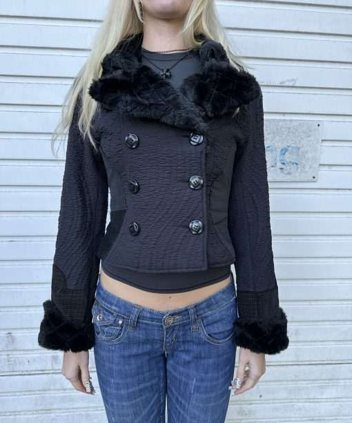 Vintage Custo Barcelona Black Cropped Coat (XS)