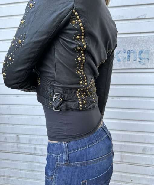 Alternative view of Vintage Italian Leather Cropped Studded Jacket (XS)