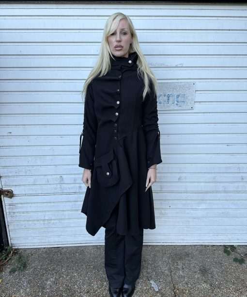 Vintage Gothic Asymmetrical Wool Coat (XS/S)
