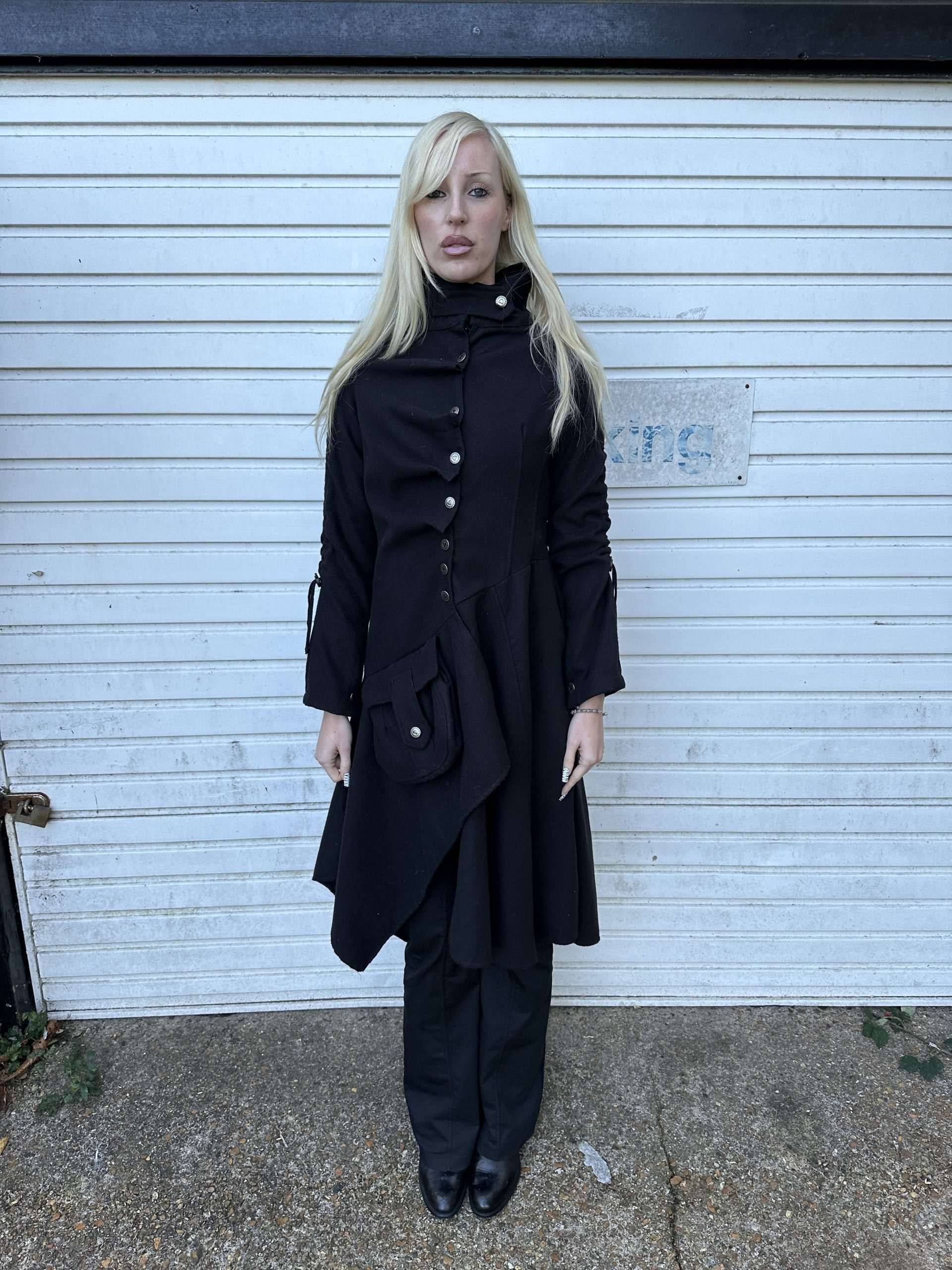 Vintage Gothic Asymmetrical Wool Coat (XS/S)