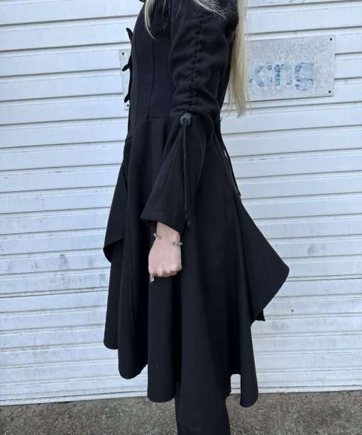 Vintage Gothic Asymmetrical Wool Coat (XS/S) - Image 5