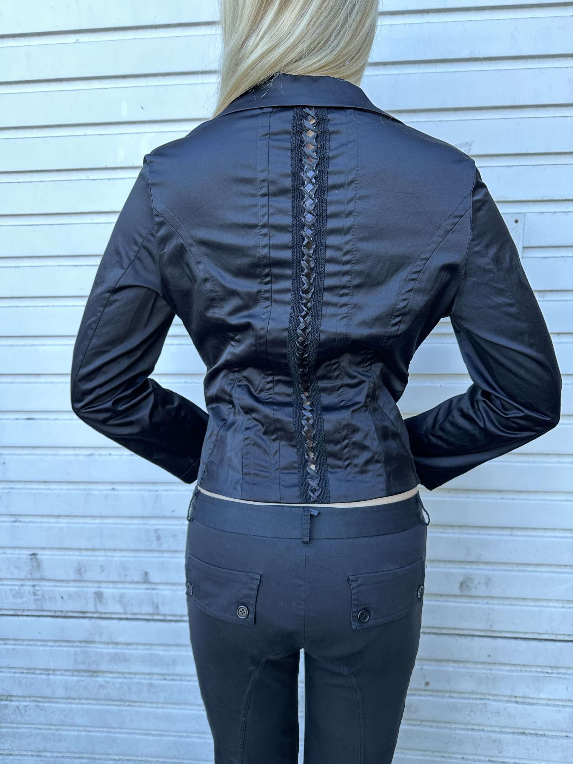 Vintage Italian Lace up Back Cropped Blazer Jacket (S/M)