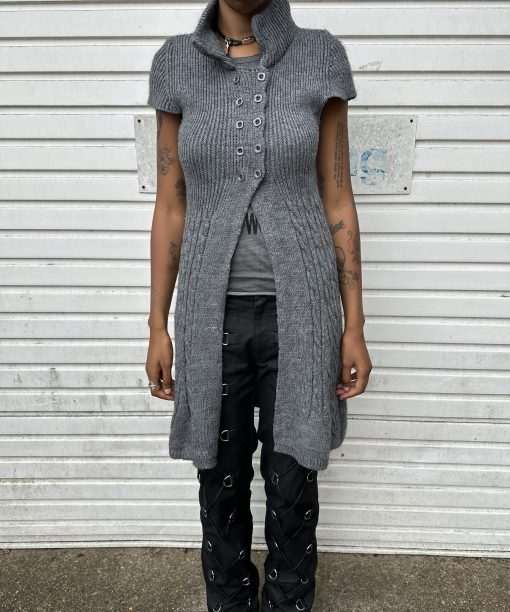 Vintage Mohair Italian Knit Maxi Cardigan (S/M) - Image 4